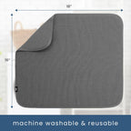S&T INC. Dish Drying Mat, 16” x 18”, Absorbent Microfiber Kitchen Counter Mat, Dish Drying Pad for Dishes, Utensils, Pots and Pans, Large, Charcoal