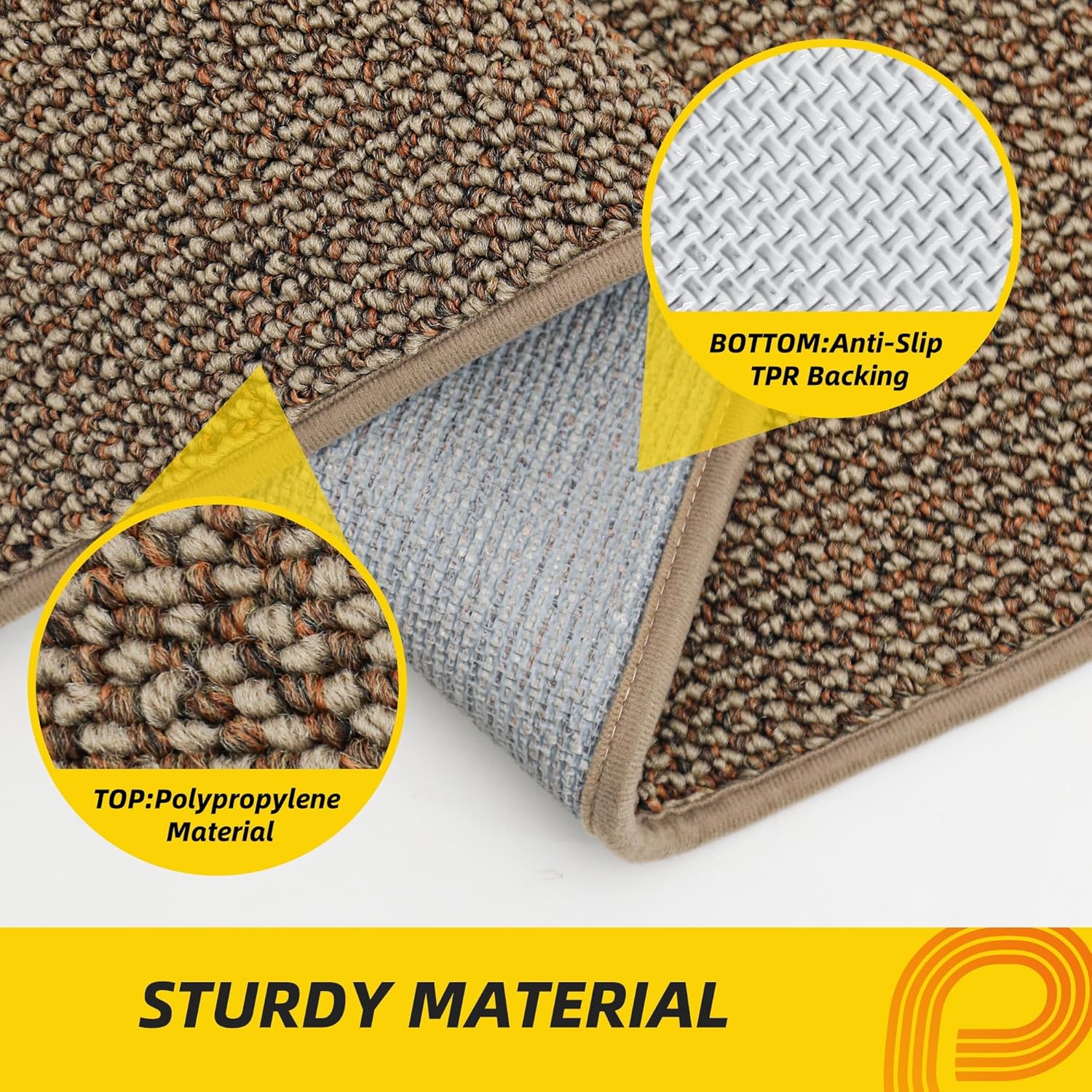 JSEI Dirt Trapper Door Mat 24"x36" Non-Slip Washable Entrance Mat, Dog Doormats, Absorbent & Fade-Resistant Floor Mats, Low Profile Welcome Mats for Entryway, Front Door, and Inside Entrance, Beige
