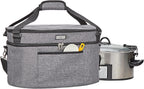 HOMEST Slow Cooker Bag for Crock-Pot 6-8 Quart, Insulated Travel Carrier with Easy to Clean Lining, Carry Case with Top Zip Compartment and Accessory Pocket