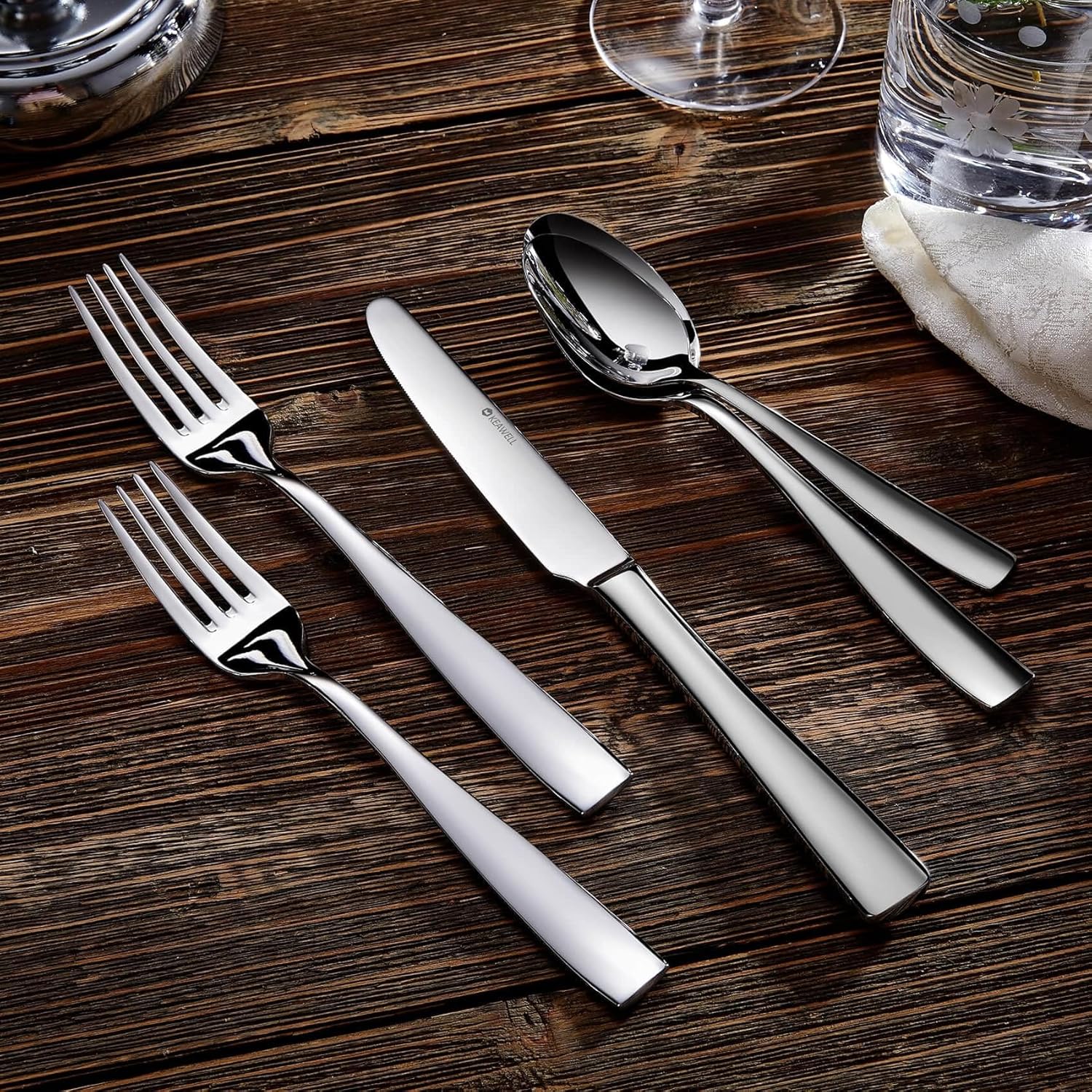 KEAWELL Premium 20/45/65 Piece Louis Silverware Set, 18/10 Stainless Steel, Service for 4/8/12, Fine Flatware Set, Dishwasher Safe (20)