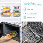 Vtopmart 8 Pack Glass Food Storage Containers with Airtight Lids, Glass Meal Prep Containers, Lunch Containers for Microwave, Oven, Freezer and Dishwasher, BPA Free