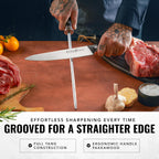 Cutluxe Honing Rod, Sharpening Steel for Kitchen Knives – 12" Honing Steel – Ergonomic Handle Design – Artisan Series
