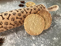 PAW and BONE EMBOSSING ROLLING PIN LASER ENGRAVED PATTERN with PAWS and BONES for EMBOSSED COOKIES or PASTA