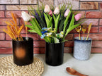 Medium Stoneware Kitchen Utensil Holder for Kitchen Counter Short Cooking Utensil Holder for Countertop Spatula Holder Small Utensil Crock Cutlery Holder Silverware Caddy Flower Vase (Firework)