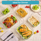 Vtopmart 2.26L/76oz Extra Large Glass Food Storage Containers with Lids, 6 pack Meal Prep Container Set, Airtight Lunch Boxes with Snap Locking Lids for Microwave, Oven, Freezer, Dishwasher