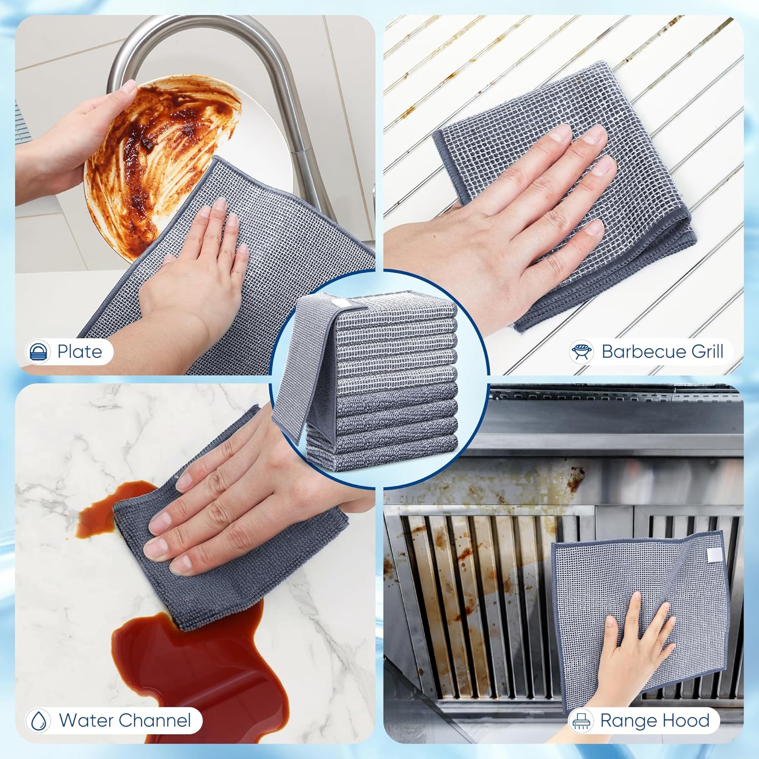 Forggon10 Pcs New Upgrade 2-Layer Non Scratch Wire Dishcloth,Wire Dishwashing Rag, Non-Scratch Wire Dishwashing Rags for Wet and Dry, Kitchen Cleaning Dish Rags for Cookware,Sinks, Dishes,Stove