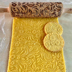 Embossing Rolling Pin VERONICA with Elegant Bloom Pattern – Dough and Clay Roller for Embossed Cookies and Pottery - Cookie and Ceramic Stamp - Baking Gifts for Women by Algis Crafts