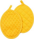 Sticky Toffee 9-Piece Kitchen Set – Yellow 100% Cotton Terry Dish Towels, Dishcloths, Oven Mitts, and Pot Holders with Non-Slip Silicone Grip, Oeko-Tex Cotton
