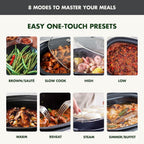 GreenPan Elite 8-in-1 Programmable 6QT Electric Slow Cooker, Dishwasher Safe Lid & Removable Crock, PFAS-Free Healthy Ceramic Nonstick Multi-Cooker, Sear,Sauté/Brown,Steam Basket,Roast, Graphite