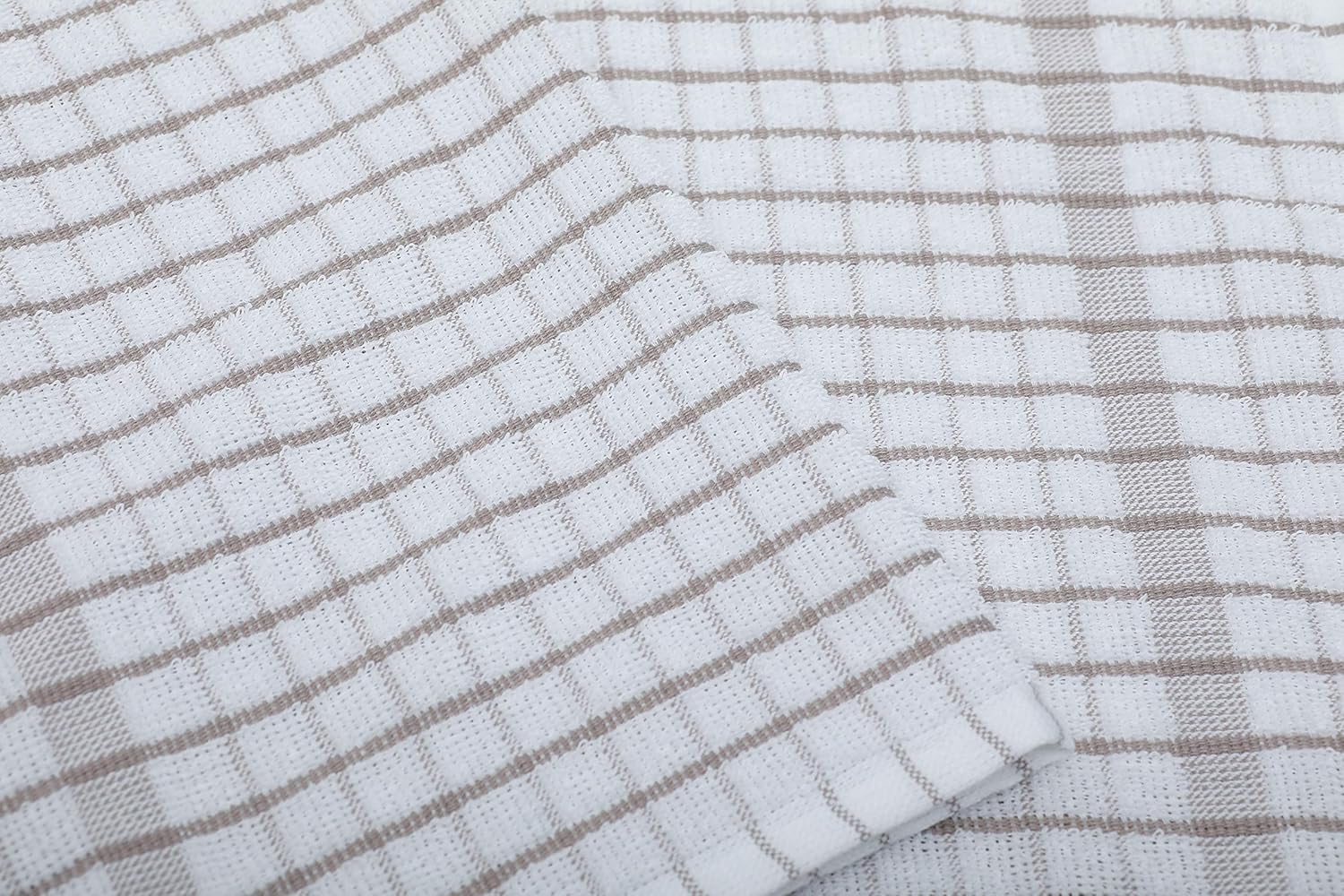 AMOUR INFINI Kitchen Towels Set of 4 - Highly Absorbent, Super Soft Terry Cotton 20x28 Inch Dish Towels with Hanging Loop - Hand & Tea Towels for Cleaning & Drying Dishes (Beige)