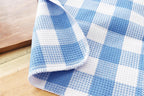 Waffle Weave Plaid Dish Cloths, 100% Cotton - 12 x 12 Inches, Ultra Soft Absorbent Quick Drying Dish Towels Buffalo Check Dish Rags for Kitchen, 8 Pack - Spring Summer - Light Blue & White