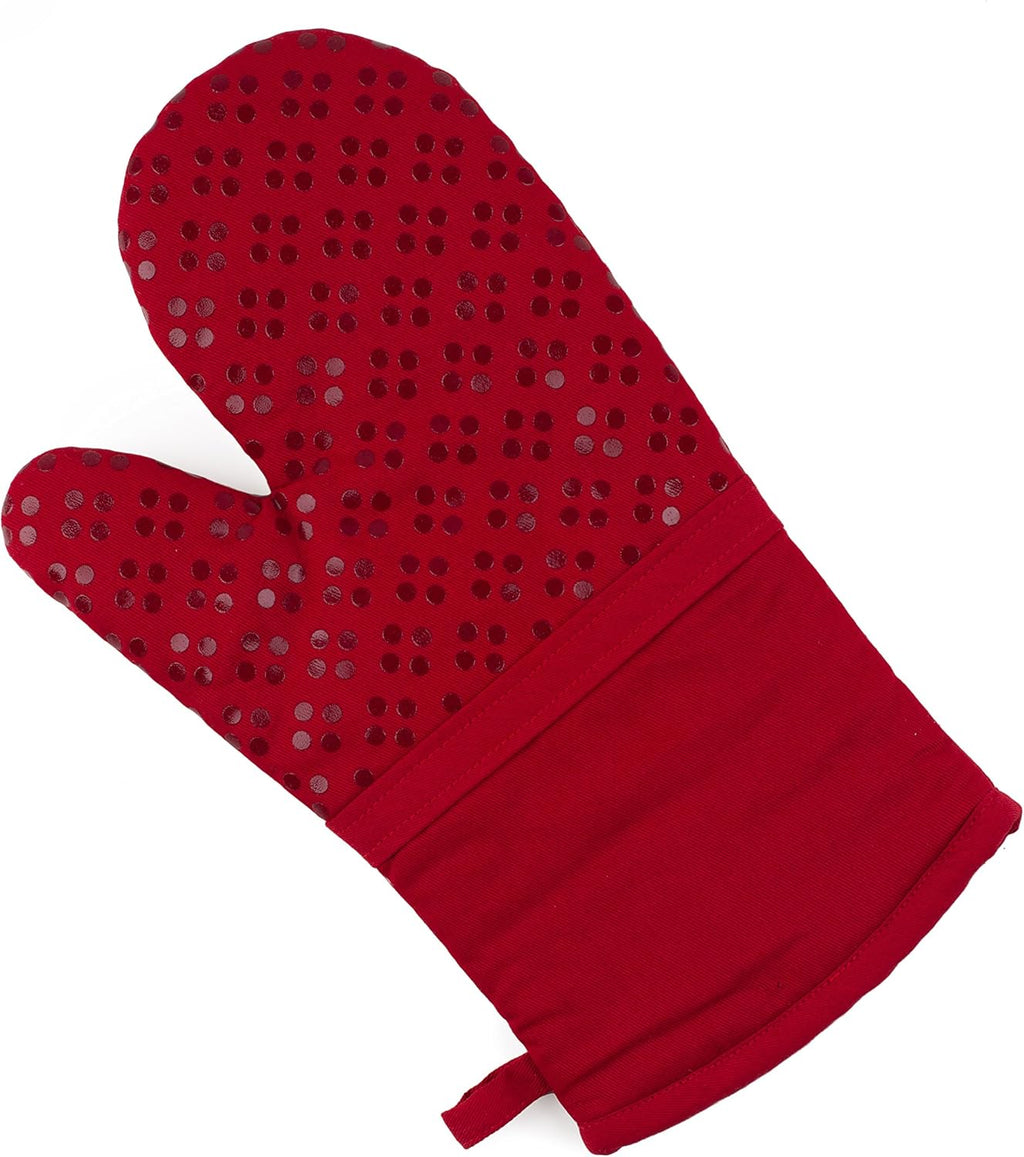 Sticky Toffee 9-Piece Kitchen Set – Red 100% Cotton Terry Dish Towels, Dishcloths, Oven Mitts, and Pot Holders with Non-Slip Silicone, Oeko-Tex Cotton