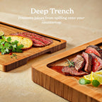 SMIRLY Wood Cutting Boards for Kitchen Wooden Chopping Board Set Reversible with Deep Juice Grooves Grip Handles, Large Charcuterie Tray, New Apartment Essentials, Carbonized Bamboo, 3Pcs with Holder