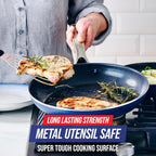 Blue Diamond Hard Anodized 8" 10" & 12" Diamond Infused Healthy Ceramic Nonstick Frying Pan Set, PFAS-Free, Stainless Steel Handle, Dishwasher & Oven Safe to 600F, Durable Cookware, Gray