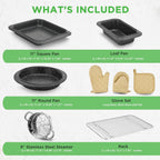 NutriChef 22-Piece Black Marble Non-Stick Cookware and Bakeware Set - Professional Home Kitchen Collection with Multi-Sized Pots, Pans, and Heat-Resistant Tools