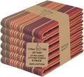 Urban Villa Fall Print Stripes Kitchen Towels Premium Quality 100% Cotton Harvest Dish Towels Mitered Corners Ultra Soft (Size: 20X30 Inch) Thanks Giving Highly Absorbent Tea Towels - (Set of 6)