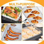E-far Baking Sheet with Wire Rack Set, 17.6” x 13” Stainless Steel Cookie Sheet Baking Pan for Oven, Rimmed Large Metal Tray with Cooling Rack for Cooking Roasting, Non-Toxic & Dishwasher Safe