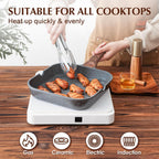 SENSARTE Nonstick Grill Pan for Stove Tops, Versatile Griddle Pan with Pour Spouts, Square Grill Pan for Big Cooking Surface, Durable Grill Skillet for Indoor & Outdoor Grilling. PFOA Free, 11 Inch