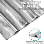 Anaeat Nonstick Perforated French Bread Baking Pan, 15"X 13" Premium Toast Mold, Silver