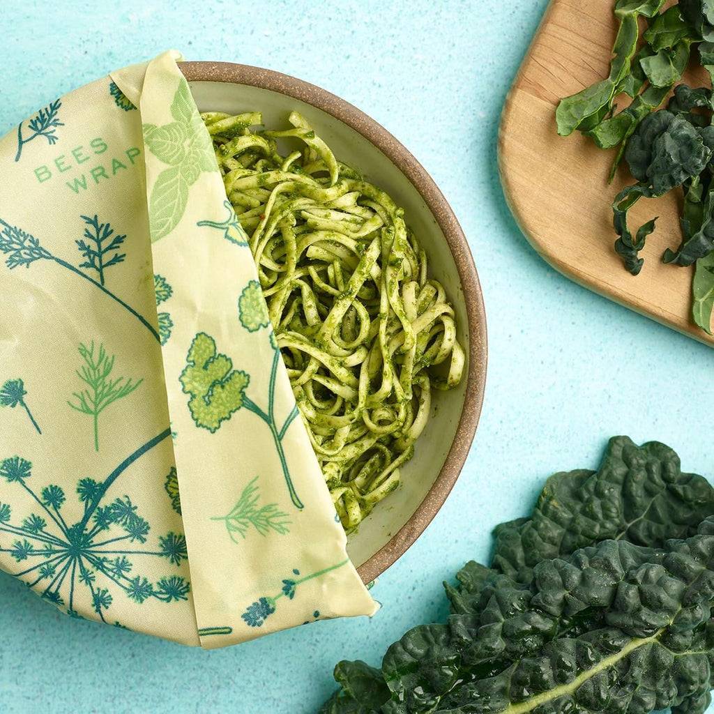 Bee's Wrap Vegan Beeswax Wraps for Food - Vegan Herb Garden 3 Pack (S, M, L) Made in USA Reusable & Organic Food Wraps, Sandwich Wrap & Bowl Covers - Eco Alternative to Aluminum Foil & Plastic Wrap