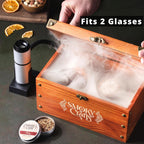 Old Fashioned Smoker Kit - Whiskey Smoker Kit with Smoking Gun, Cocktail Smoke Box, Food Tray and Wood Chips (Apple & Cherry) - Bourbon Gifts for Men (Torch Not Required)