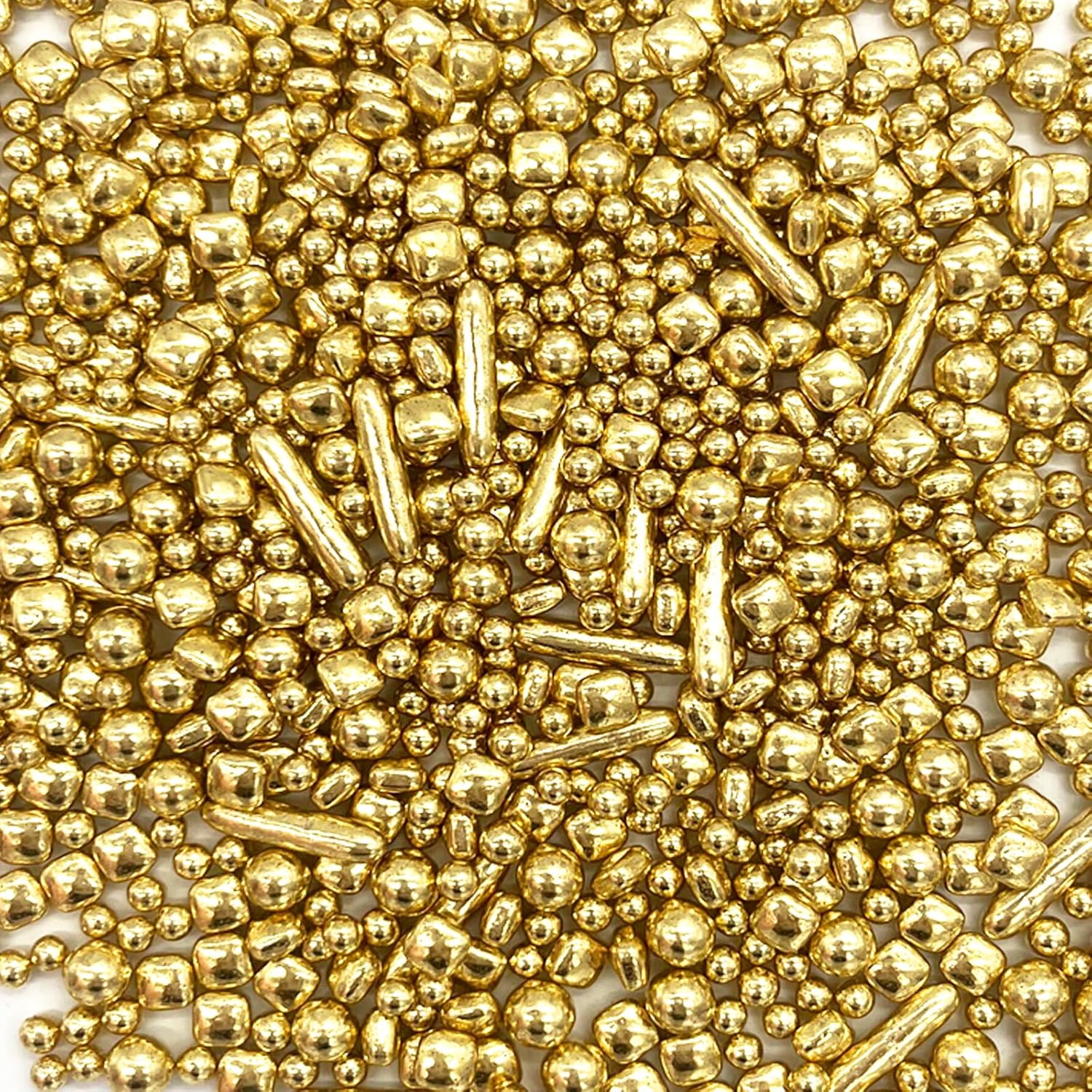 Weraru Edible Gold Sprinkles Pearl Mix Candy Mixing Size Baking Edible Cake Decorations Cupcake Toppers Cookie Decorating Celebrations Wedding Shower Party Chirstmas Supplies 130g/ 4.6oz