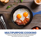 Utopia Kitchen Skillet 6.5 Inch, Cast Iron Chefs Pan, Pre Seasoned Skillet, Safe Grill Cookware for Indoor & Outdoor Use, Blue