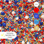 Sprinkle Pop Old Glory Sprinkle Mix| Red White Blue Sprinkles with Gold Metallics| Decorating Patriotic Sprinkles Made in USA for 4th of July Independence Day Cakes Cupcakes Donuts Cookies, 4oz