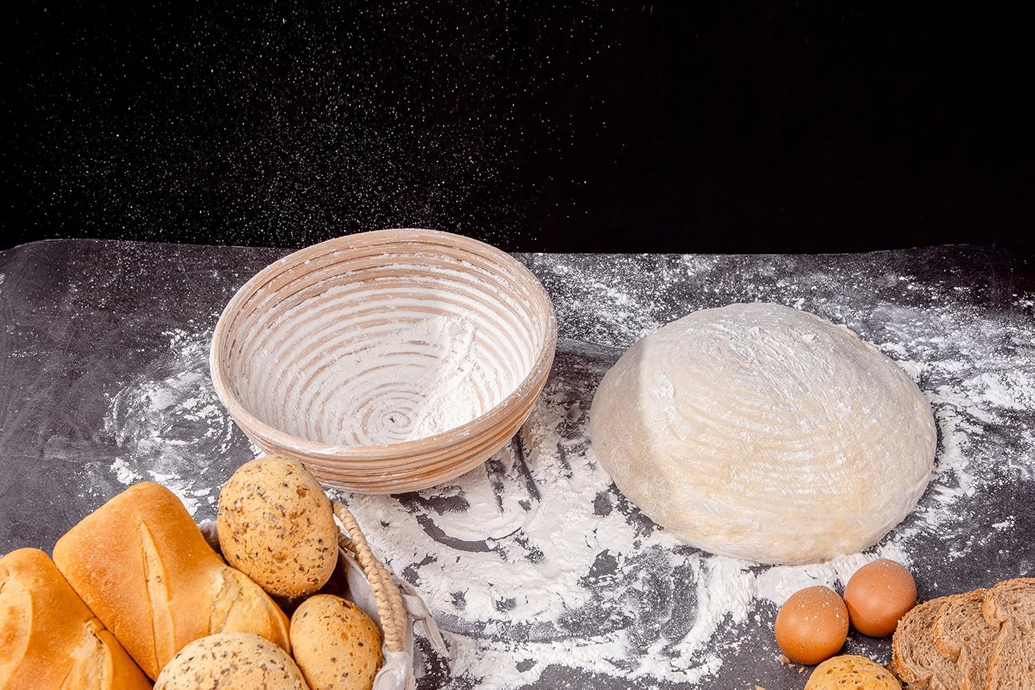 Banneton Bread Proofing Basket Set of 2 (9 Inch, Unbleached Rattan) – Round Dough Proofing Bowls with Cloth Liners for Artisan Sourdough Bread