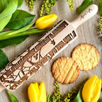 BIRCH embossing rolling pin engraved wooden embossed dough roller for embossed cookies or clay by Algis Crafts