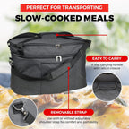 Slow Cooker Bag Slow Cooker Carrier Travel Bag for 6-8 Quart Pots Locking Travel Bag with Secure Zip & Accessory Pocket Insulated Carrier, Pot Holder Carrying Bags with Easy to Clean Inner Lining