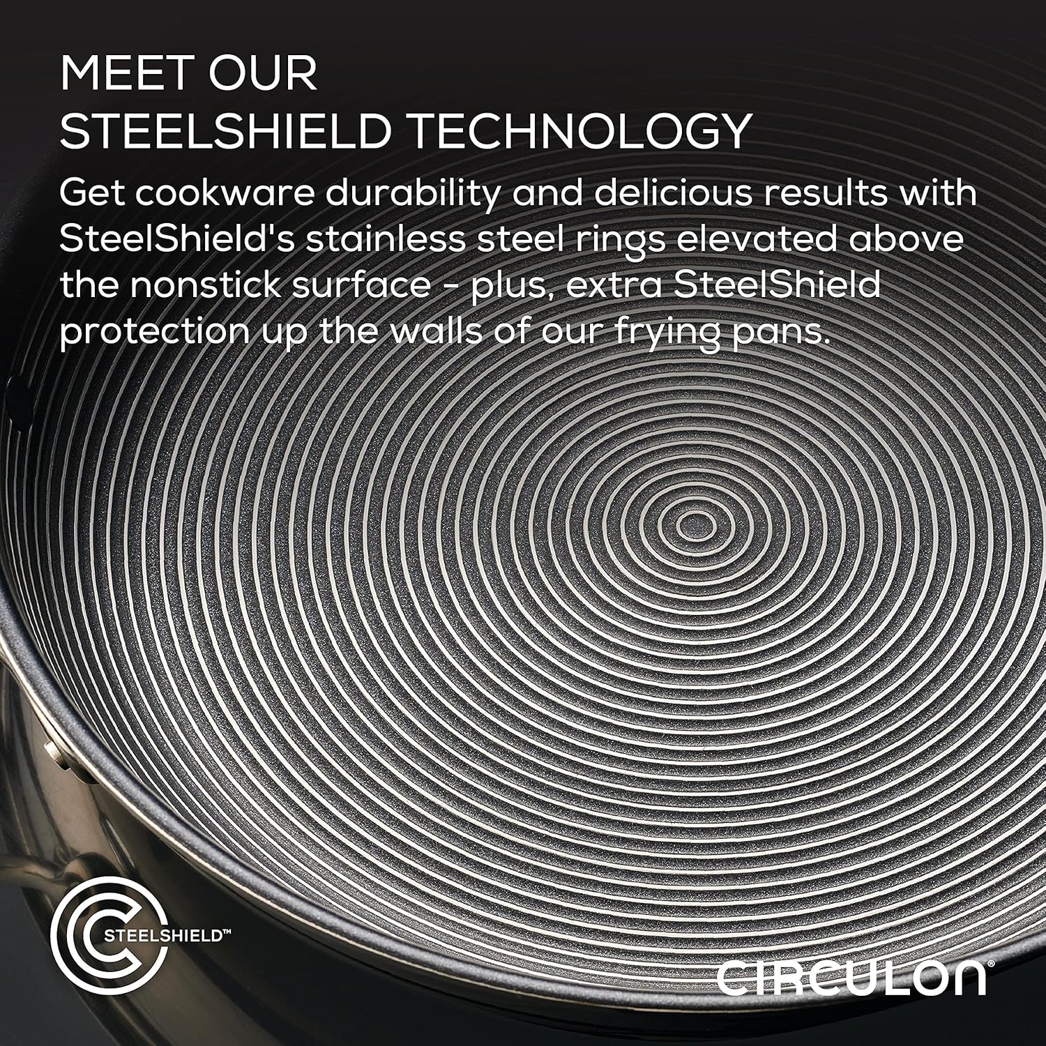 Circulon Clad Stainless Steel Frying Pans/Skillet Set with Hybrid SteelShield and Nonstick Technology, 10 Inch and 8.5 Inch, Silver