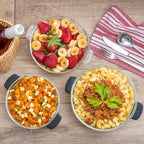 Moss & Stone 6-Piece Borosilicate Glass Casserole Set with Durable Plastic Lids – 2.6/1.5/1 Qt Oven & Microwave Safe Glass Baking Dishes for Cooking, Serving & Kitchen Storage