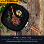 Non-Stick Grill Pan Wooden, 11", Folding Handles