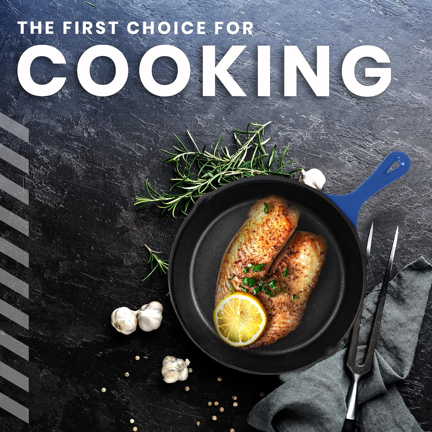 Utopia Kitchen Pre Seasoned Chefs Pan Skillet Frying Safe Grill Cookware for indoor & Outdoor Use (Blue, 8 Inch Pack of 1