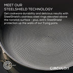 Circulon Clad Stainless Steel Induction Frying Pan and Wok Set with Hybrid SteelShield and Nonstick Technology, 4 Piece - Stainless Steel