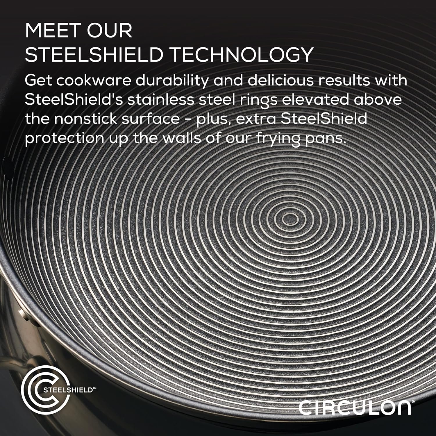 Circulon Clad Stainless Steel Induction Frying Pan and Wok Set with Hybrid SteelShield and Nonstick Technology, 4 Piece - Stainless Steel