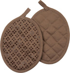 Sticky Toffee 9-Piece Kitchen Set – Brown 100% Cotton Terry Dish Towels, Dishcloths, Oven Mitts, and Pot Holders with Non-Slip Silicone Grip, Oeko-Tex Cotton