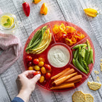 Plasticpro 6 Sectional Round Plastic Serving Tray/Platter (4, Red)