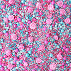 Sprinkle Pop Briar Rose Princess Sprinkle Mix| Pink and Blue Sprinkles with ~6 Hand Piped Royal Icing Roses| Birthday Sprinkles Made in USA for Decorating Cake Cupcakes Donuts Cookies Ice Cream, 2oz