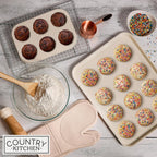 Country Kitchen Nonstick Stackable Bakeware Set - Deluxe Heavy Duty, Durable, Easy Release Baking Set, Taupe, 13 Pcs with Handles