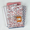 Printed Kitchen Dish Bar and Tea Towels Cotton, 18x28 inch with Trims, Cotton Dish Towel Sets (White & Peach, Set of 4)
